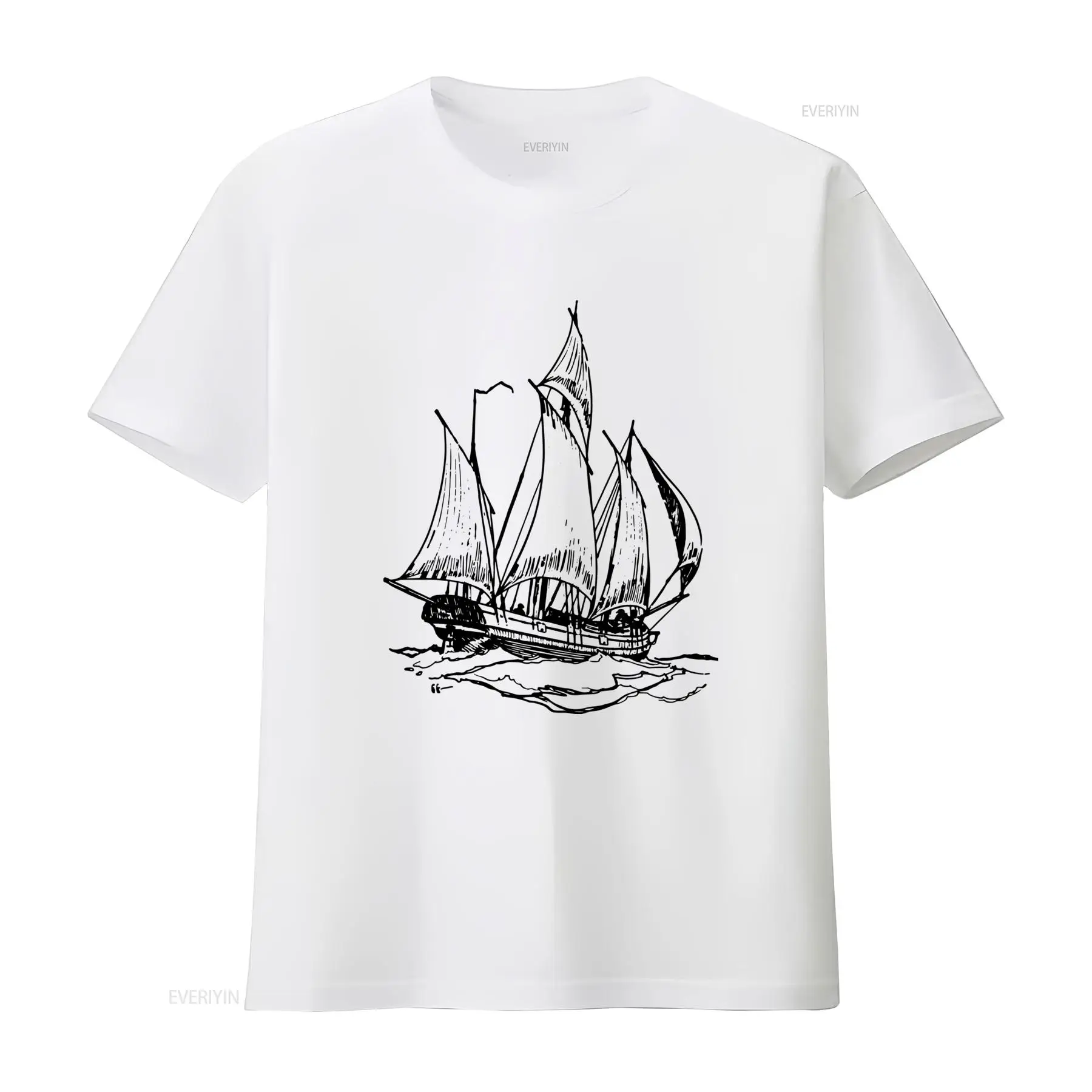 Vintage Yacht Fashion - Klassisches Vintage-Segelboot-Print-T-Shirt für nautische Segler, Matrosen