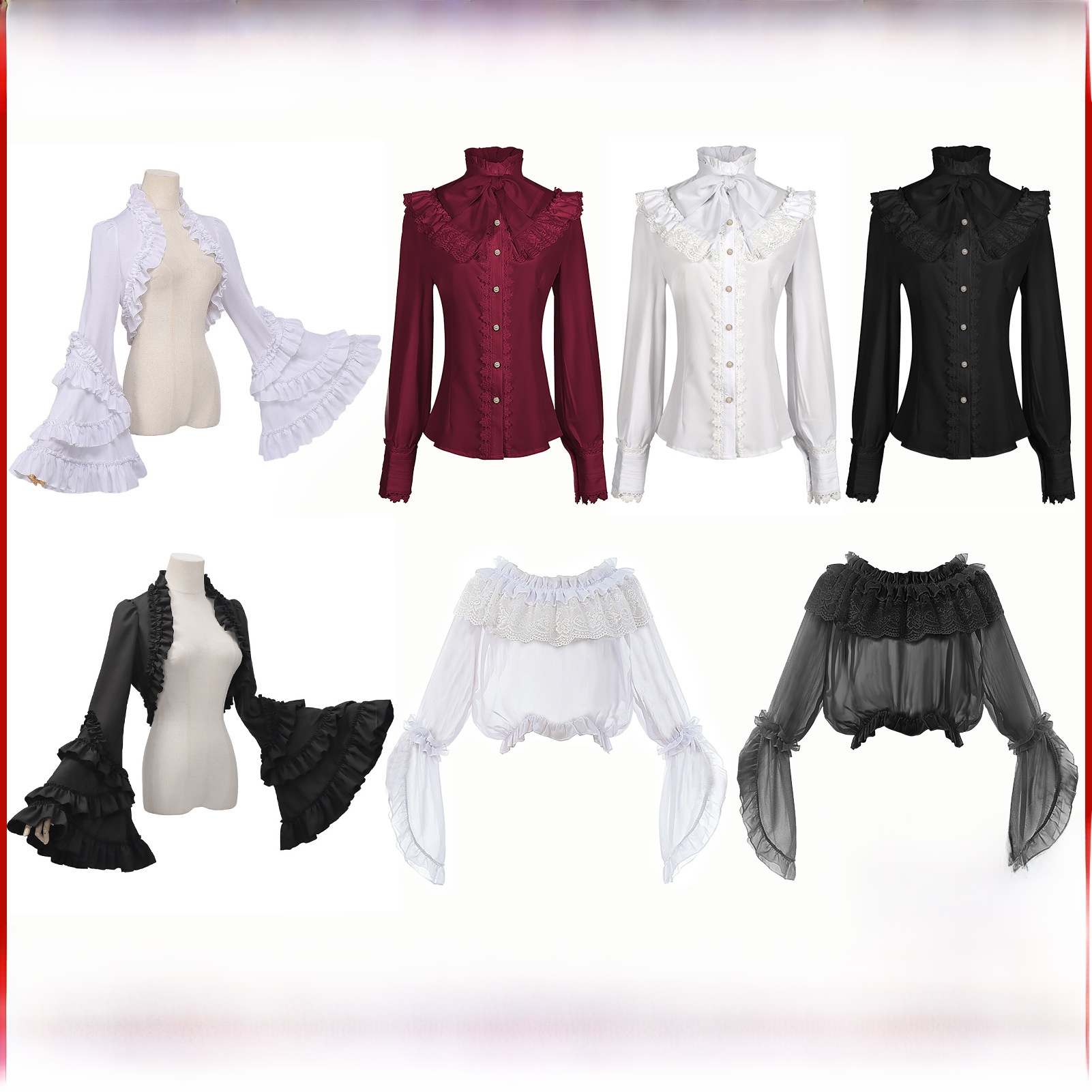 Vintage Fashion In Chinese - Viktorianisches Damenhemd im Gothic-Stil mit Langen