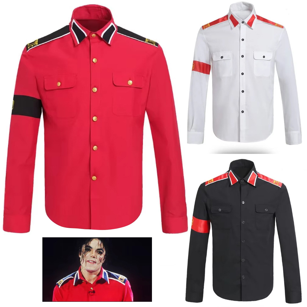 Vintage Victorian Fashion - Michael Jackson Anti-War-Militärhemd, Vintage-Hemd für Herren