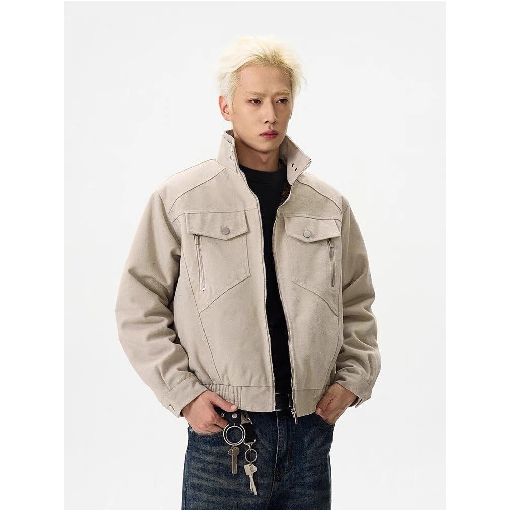 Varsity Jacket Wool - Herren-Winterjacke: Asymmetrische, Phosphoreszierende Schneejacke mit Pelzbesatz,