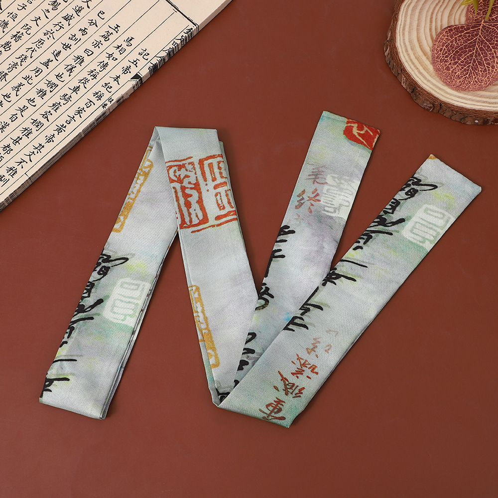 Vintage Fashion In Chinese - Klassischer Chinesischer Langer Bedruckter Seidenschal für