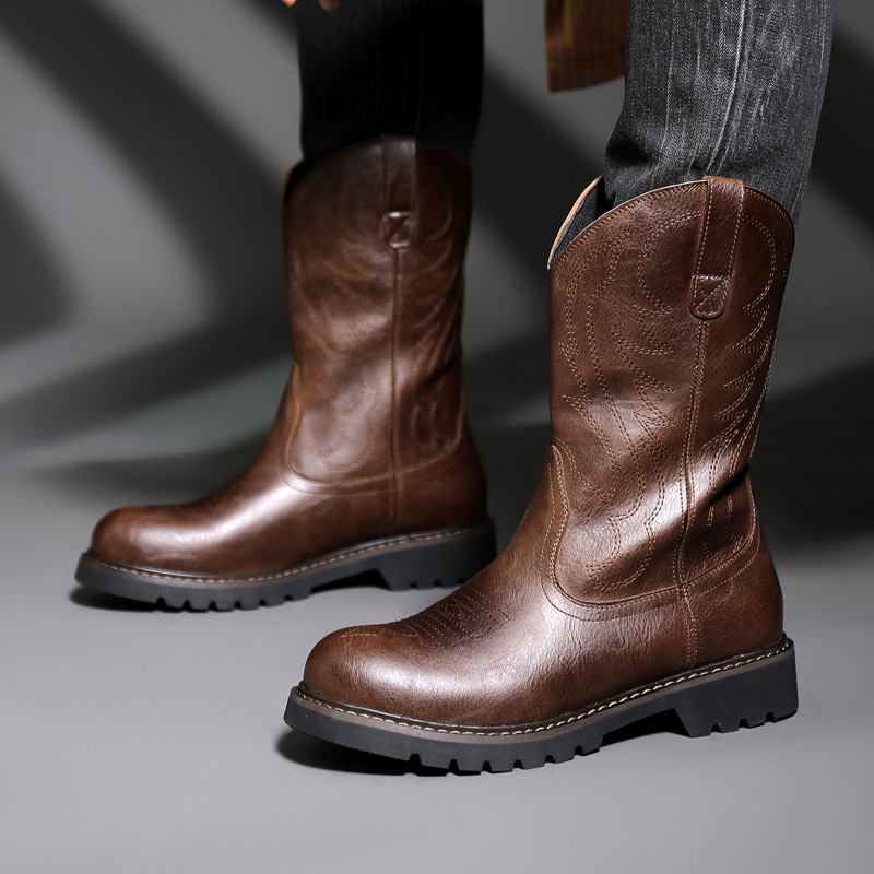 Vintage Fashion Mens - Mode Herren Cowboy Stiefel Neue Stickerei