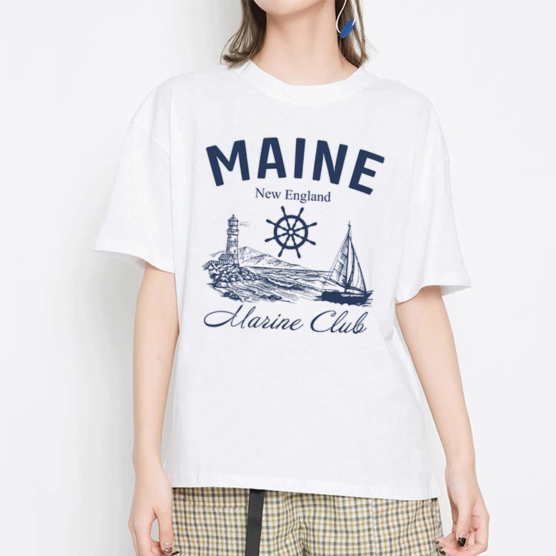 Vintage Yacht Fashion - Maine Marine Club Vintage T-Shirts Kurzarm