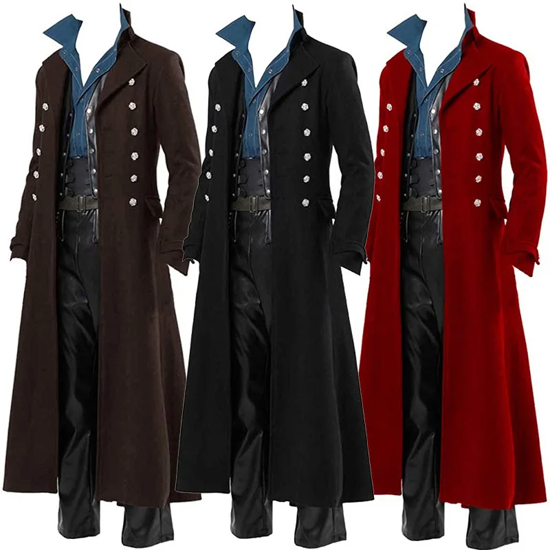Vintage Victorian Fashion - Mittelalterliches Herren-Piratenkostüm Steampunk Vintage Trenchcoat Gotischer