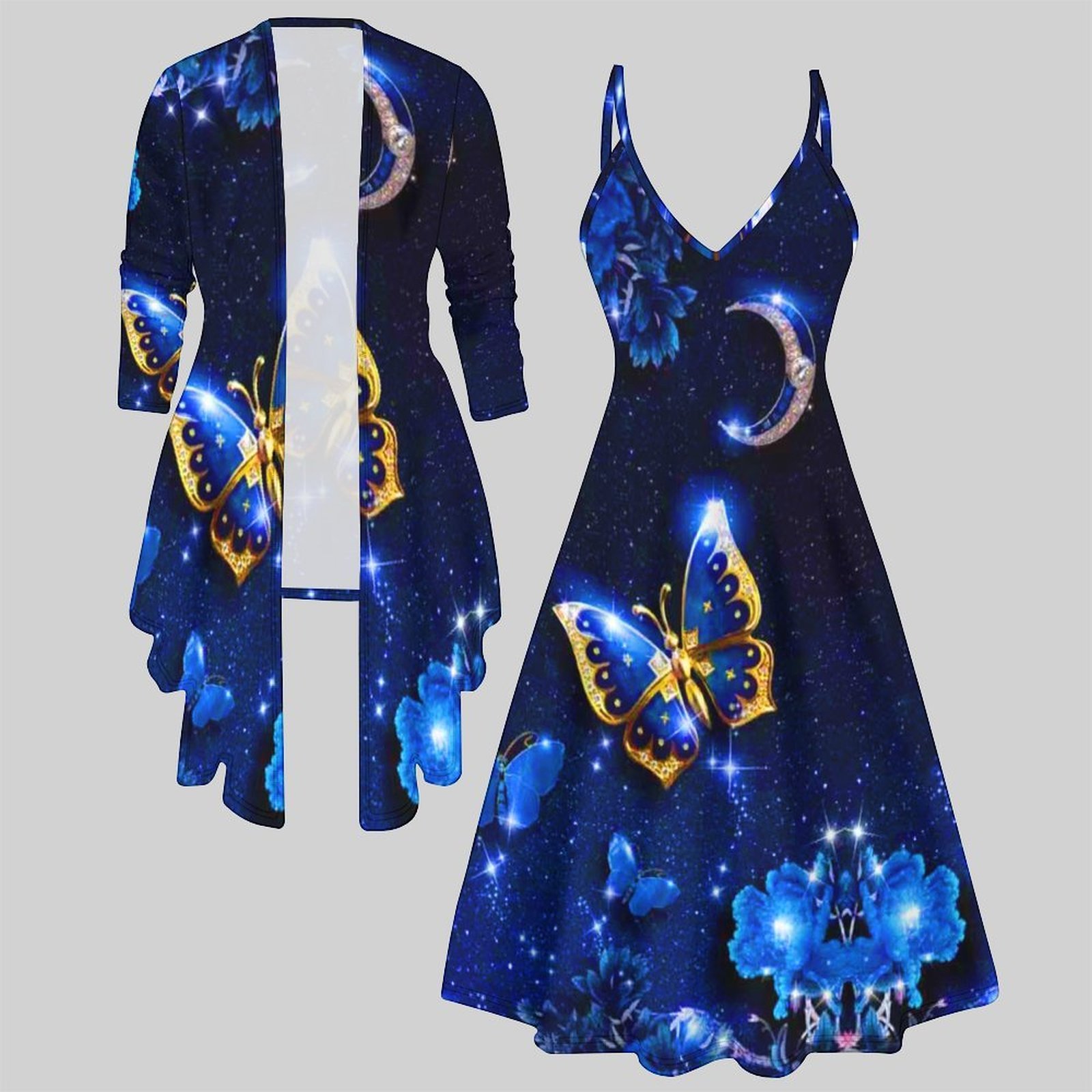 Vintage Fashion Pieces - Vintage-Print Zweiteiliges Set für Damen: Ärmelloses