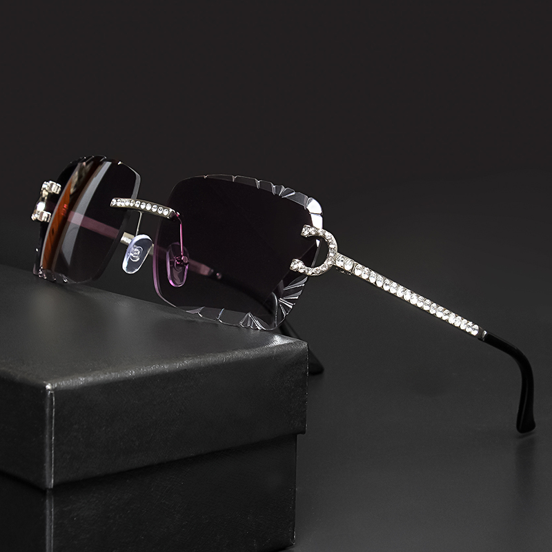 Vintage Fashion Images - Modische Randlose Quadratische Sonnenbrille Vintage Diamant