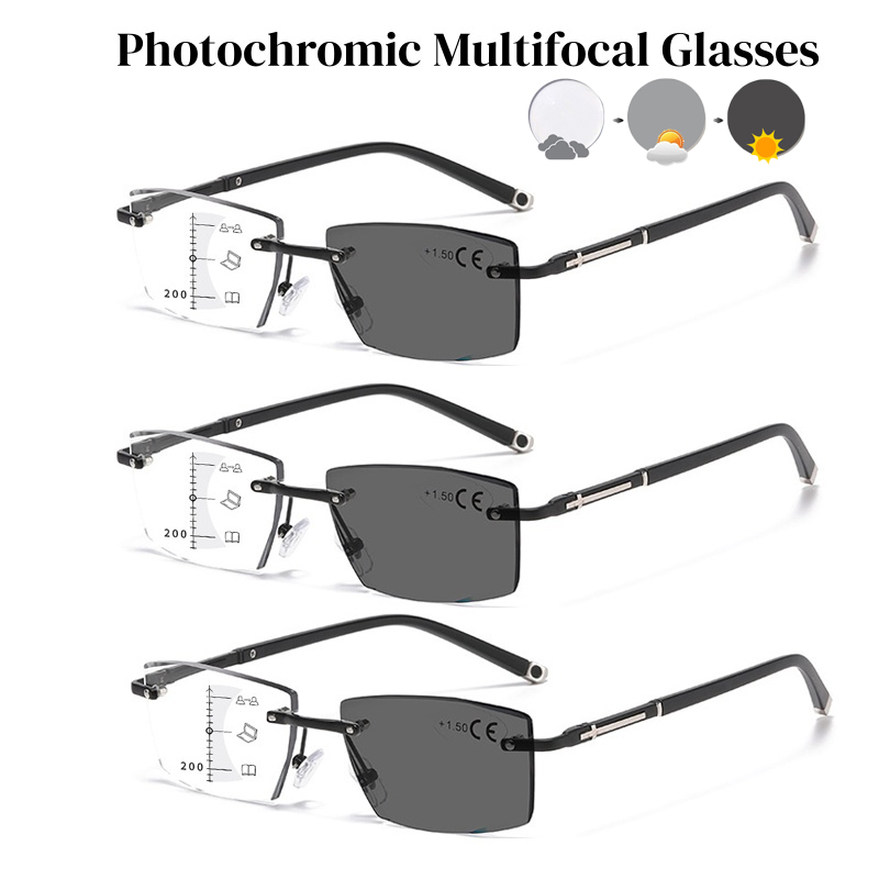 Vintage Fashion Definition - Randlose photochrome Lesebrille für Damen, hochauflösende