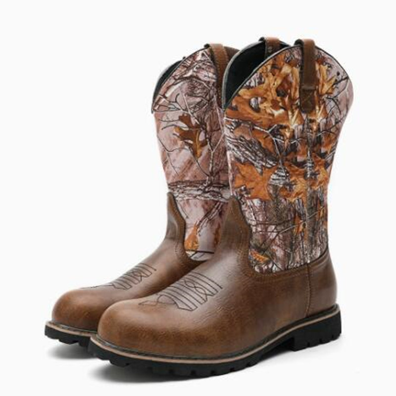 Vintage Fashion Mens - Herrenstiefel, klassische handgefertigte Lederstiefel mit Stickerei,