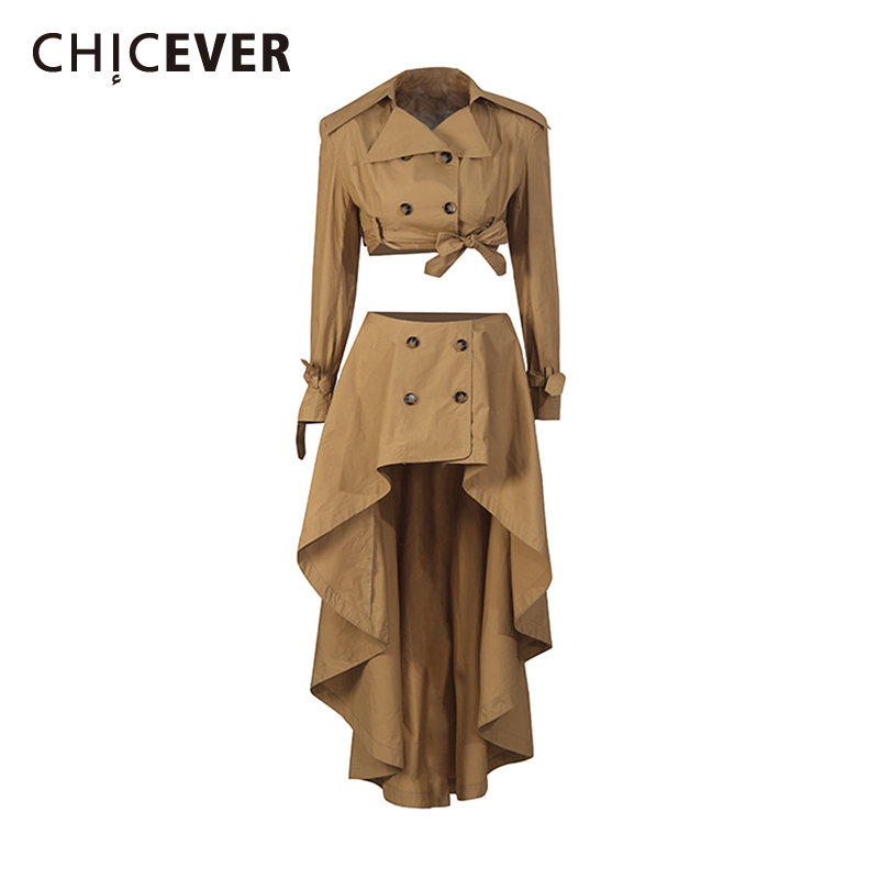 Vintage Fashion Pieces - CHICEVER Khaki Gespleißt Spitze Up Zwei