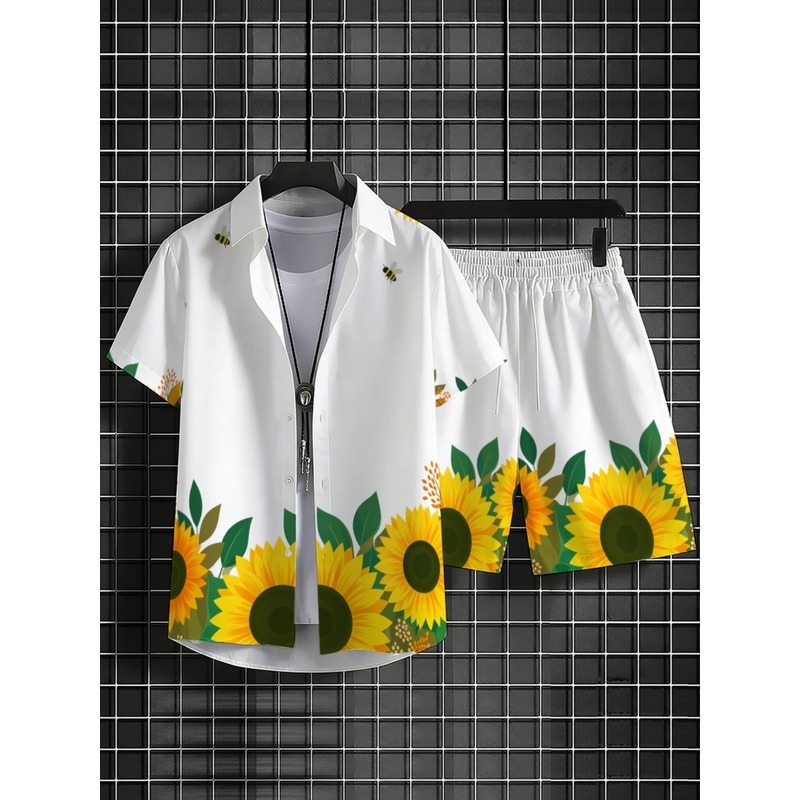 Herren-Set mit Sonnenblumen-Pr – Printed Floral Shirt Bewertung und Preis