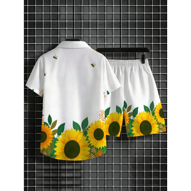 Herren-Set mit Sonnenblumen-Pr – Printed Floral Shirt Bewertung und Preis