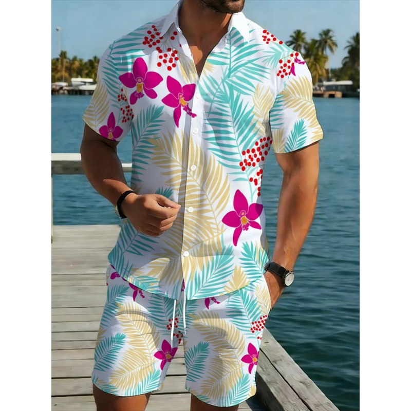 Herren-Set mit Tropischem Blum – Printed Floral Shirt Bewertung und Preis