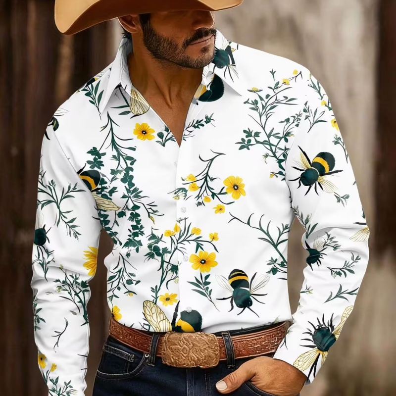 Herrenhemd mit Blumenmuster, L – Printed Floral Shirt Bewertung und Preis