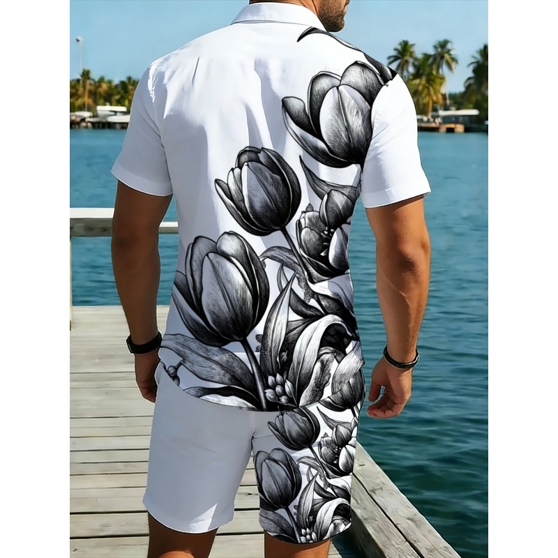 Herren-Set aus weißem Hemd mit – Printed Floral Shirt Bewertung und Preis