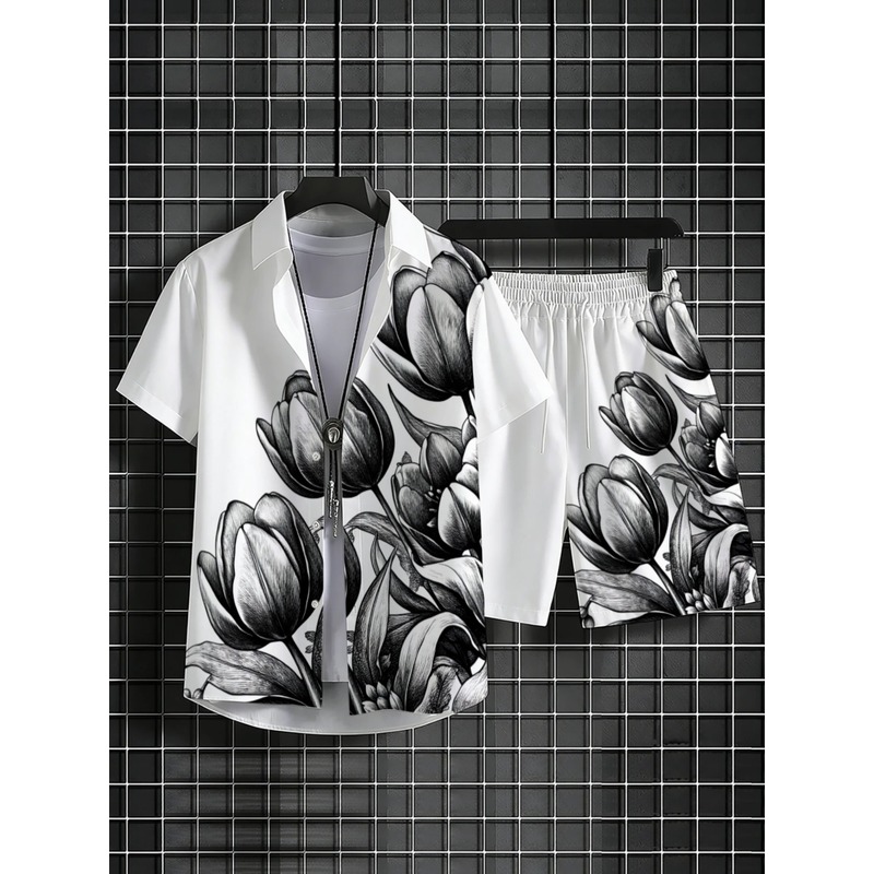 Herren-Set aus weißem Hemd mit – Printed Floral Shirt Bewertung und Preis